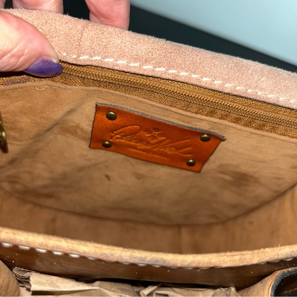 Patricia Nash Small Saddlebag Crossbody in British Tan Leather - Picture 11 of 13